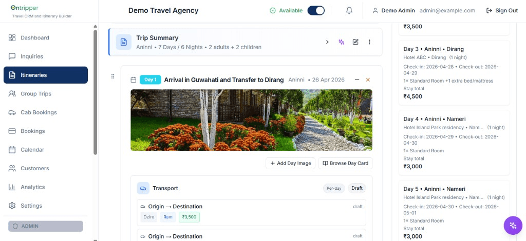 Itinerary Builder screenshot